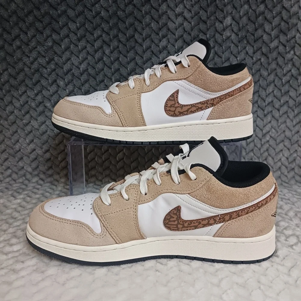 Air Jordan 1 Low SE Brown Elephant GS Youth Sneakers Shoes Size 5.5Y Women's 7